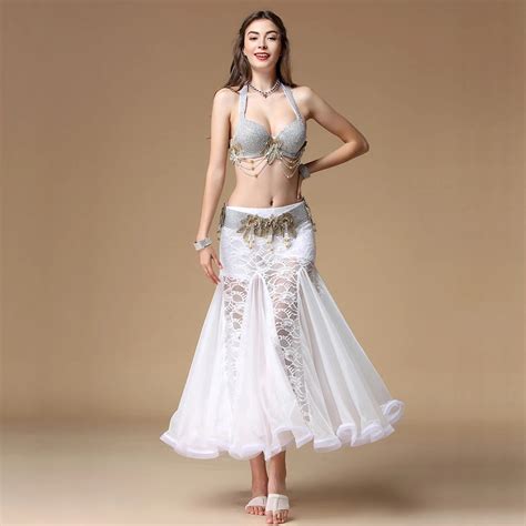 stage performance women dance wear egyptian diamonds outfit floral lace sparkling belly dance