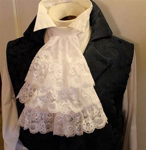 Fancy White Jabot 3 Tier Lace Ascot Cravat Necktie Tie Victorian