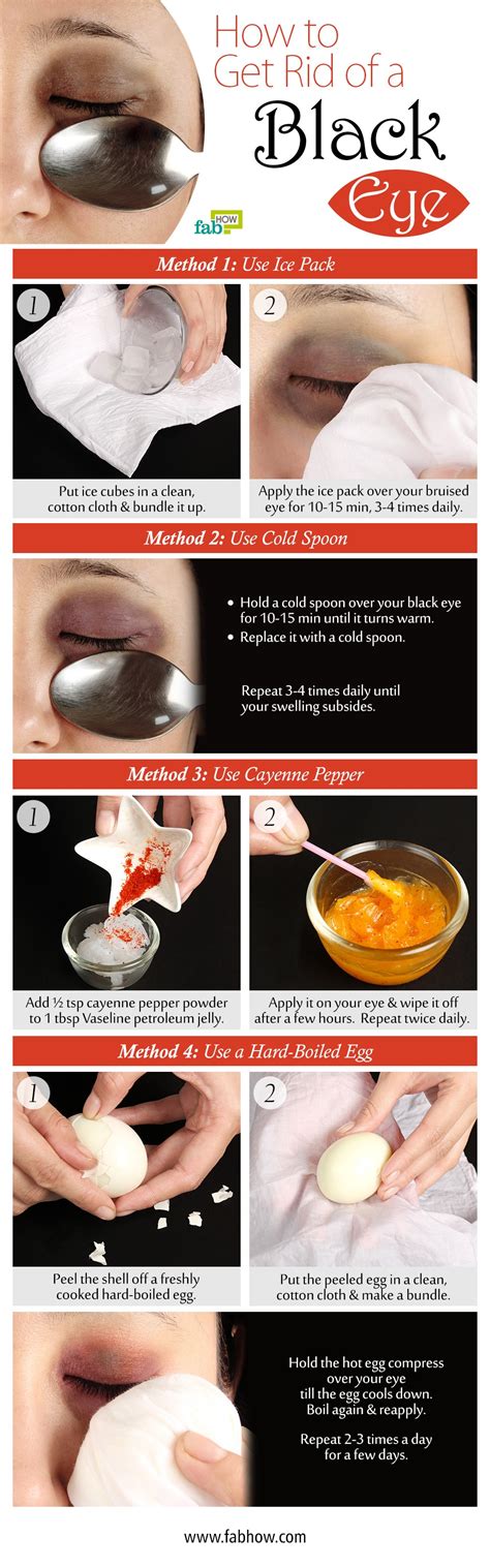 Sep 11, 2020 · apply ice wrapped in a thin cloth (or a cold compress or a bag of frozen vegetables) to the area around the eye. How to Get Rid of a Black Eye Fast and Safely | Fab How