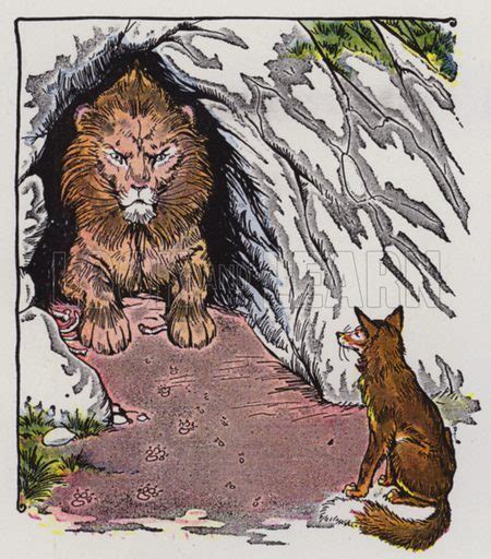 Aesops Fables The Old Lion And The Fox Stock Image Look And Learn