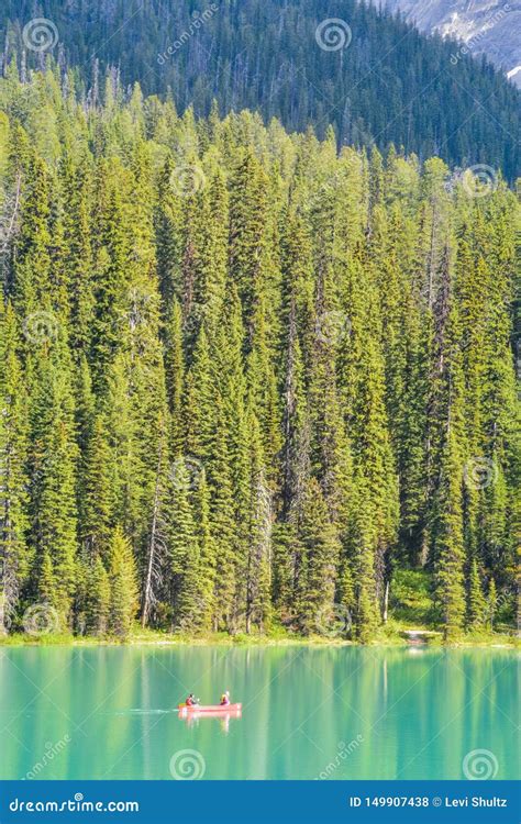 Canoe On Emerald Lake Yoho Canada Stock Photo Image Of Beautiful