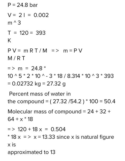 A Certain Hydrate Has A Formula Mgso4 × H2o A Quantity Of 542 Gm Of