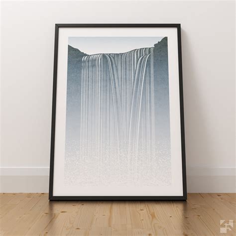 Skógafoss Minimalist Print Iceland Waterfall Landscape Art Etsy