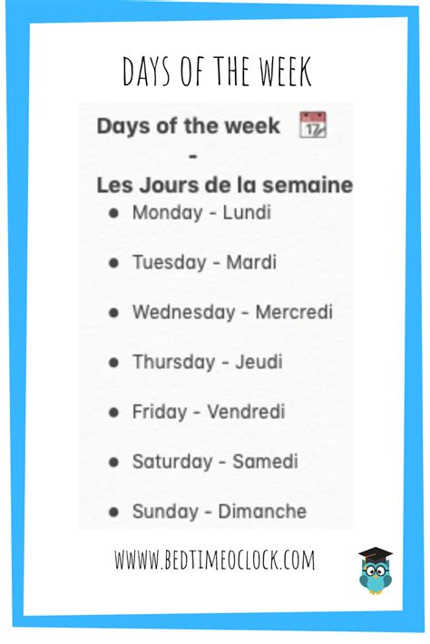 Days of the week - in French | Basic french words, French flashcards ...
