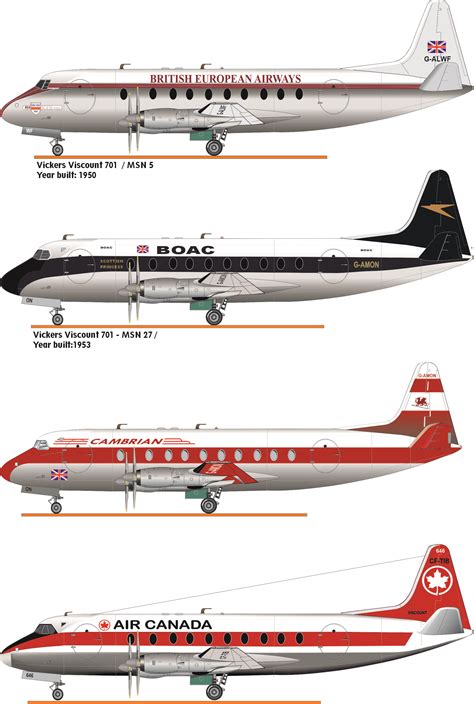 Vickers Viscount 700 Various Liveries Part 3 Caças Aviação Aviao