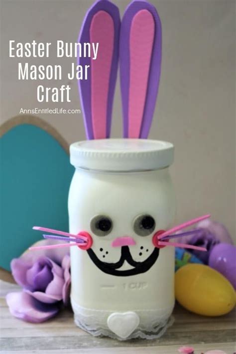 Easter Bunny Mason Jar Craft Mason Jar Crafts Jar Crafts Easter Bunny