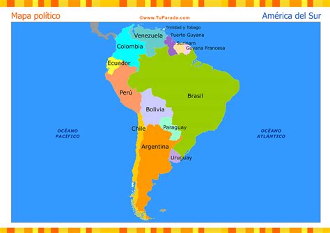 Mapa de América del Sur político Mapas enviar tarjeta