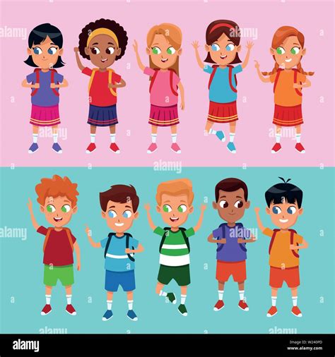 School Boys And Girls Cartoons Stock Vector Image And Art Alamy