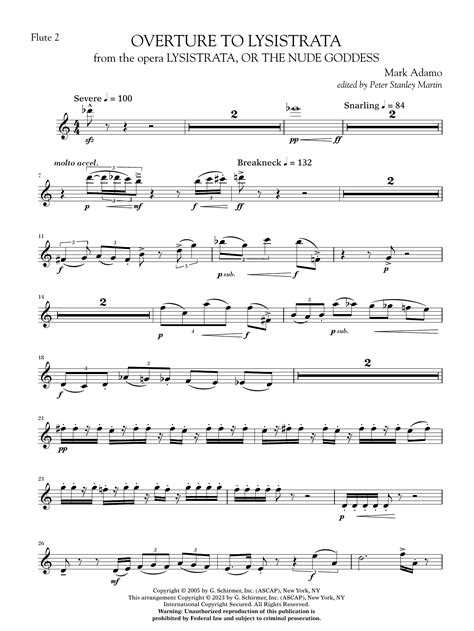 Overture To Lysistrata Arr Peter Stanley Martin Flute 2 Sheet