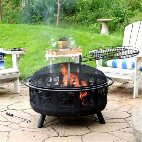 Sunnydaze 30 In All Star Steel Fire Pit With Cooking Grate And Spark