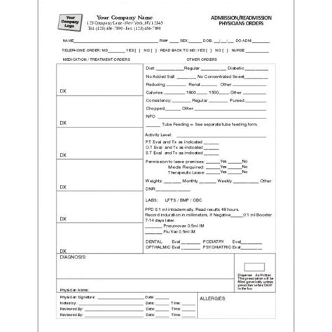 Nursing Home Forms Standard Forms