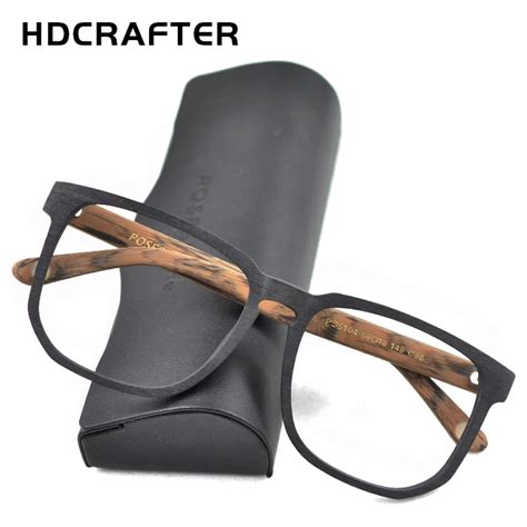Hdcrafter Women Men Vintage Retro Wood Glasses Frame Oversized Optical Eyaglasses Frames For