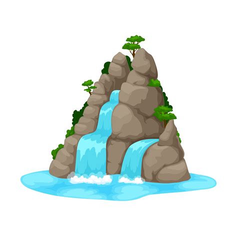 Cartoon Waterfall Or Water Cascade Fall From Rock 10876710 Vector Art
