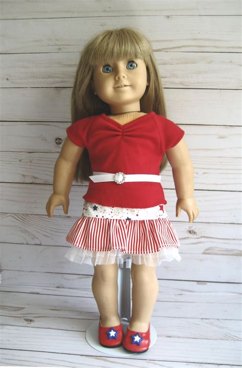 doll clothes made to fit american girl dolls stars and stripes patriotic skirt with ruffle and