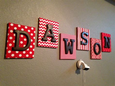 Fabric Covered Canvas With Wood Letters Great For Nursery Rooms