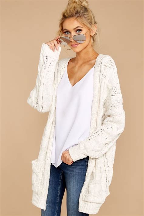 sassy white oversized cardigan chunky cable knit cardi top 59 red dress boutique long