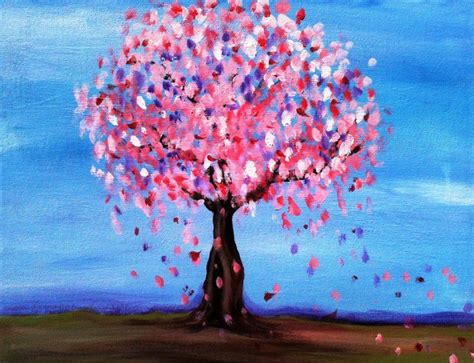 Sakura Cherry Blossom Tree Easy Canvas Painting Simple Canvas
