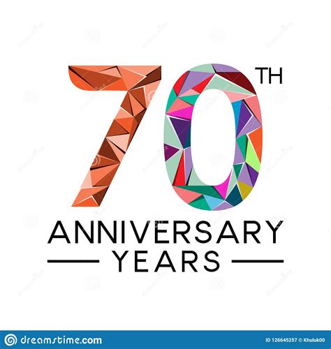 70th Anniversary Years Abstract Triangle Modern Full Col Stock Vector