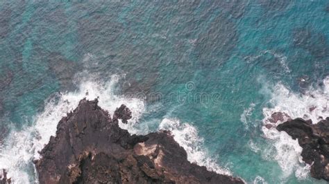 Aerial Shot From Drone Top View On The Rocky Ocean Shore Stock Image Image Of Coast Island