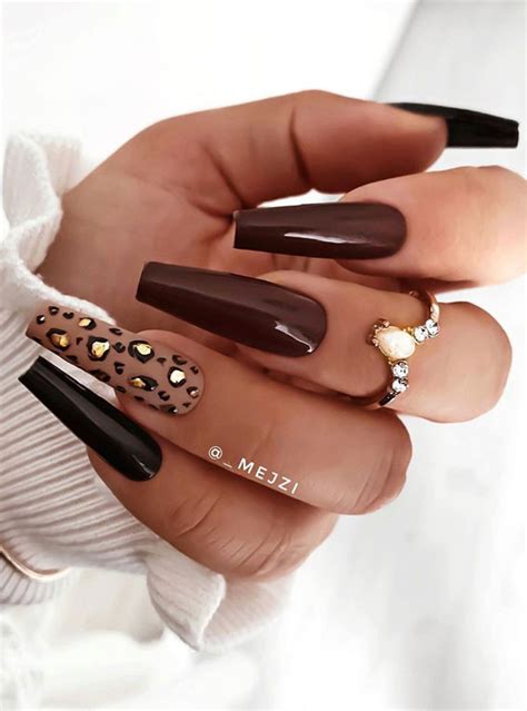 Autumn Acrylic Nails Mix And Match Fall Nails Design With Plaid And