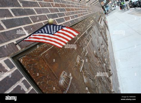 Memorial Wall In New York City For Firefighters Killed On 911 In