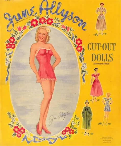 Vintge 1950 June Allyson Paper Doll ~beautiful Hd Laser Reproductin~org