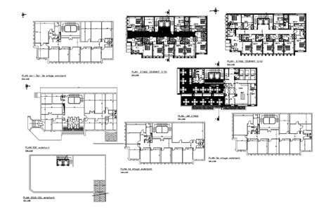 Floor Plan Of The Hotel Building With Detail Dimension In Dwg File