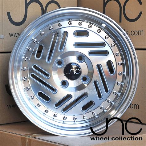 15 15x8 4x100 20 Jnc 035 3 Lip Machine Face Silver Rivet Tuner Wheels Set Of4 Ebay