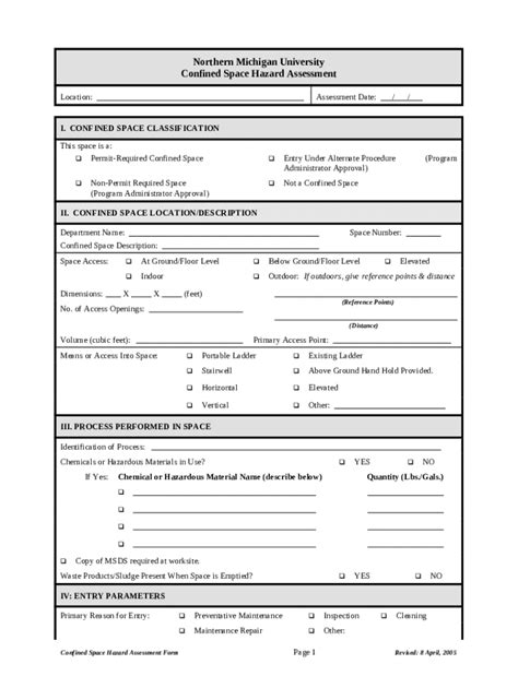 Confined Space Assess Doc Template Pdffiller