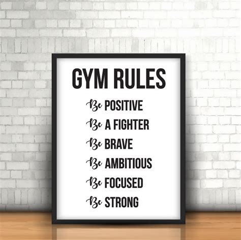 Gym Rules Home Gym Wall Art Printable Art Digital Etsy Australia