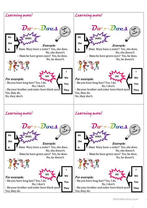 Do and does are used to make questions and negatives. do- does worksheet - Free ESL printable worksheets made by ...