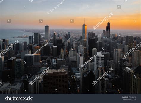 Aerial View Downtown Chicago Dusk Looking Stock Photo Edit Now
