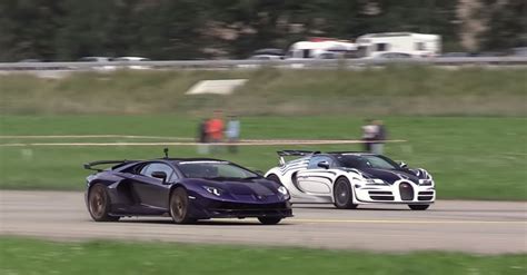 Lamborghini Aventador Svj Drag Races Bugatti Veyron Grand Sport Vitesse