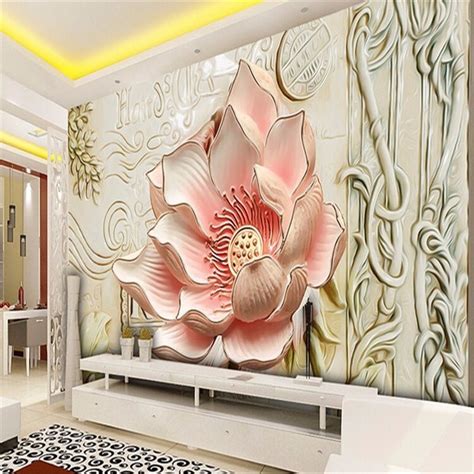 Beibehang Wallpaper Hd 3d Art Mural White Rose Marbles Effect Covered