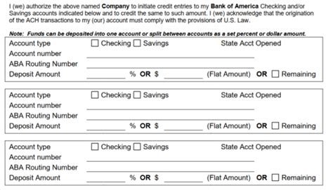 Fill in the amount of the check using the app, and. Free Bank of America Direct Deposit Form - PDF | eForms ...