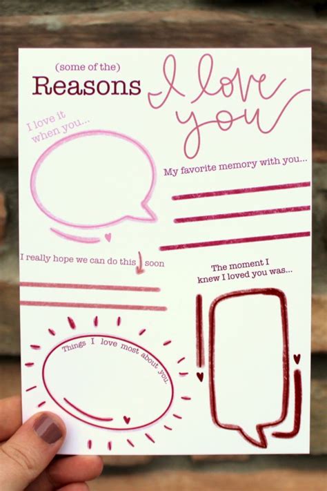 Some Of The Reasons I Love You Print Fill In The Blank Love Note