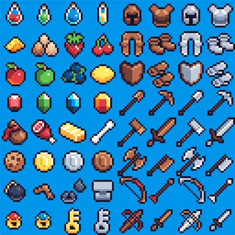 Collected art treasure chests, 32x32 and 16x16. 16x16 Pixel art RPG Items by ... in 2020 | Pixel art games ...