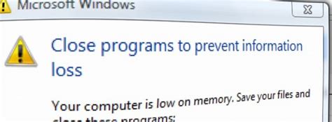 Fix Low Memory Warnings In Windows Vista Xp And Windows 7