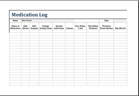 Free Medication Log Template