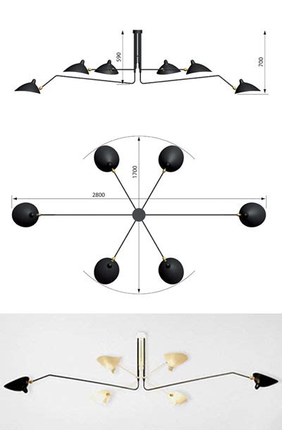 Mouille Lighting Ceiling Lamp 6 Arms