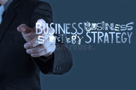 Businessman Hand Drawing Business Strategy Stock Image Image Of Goals