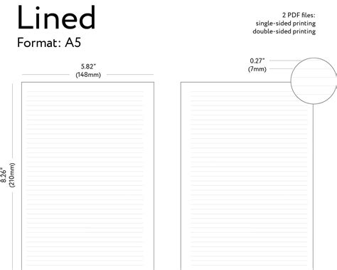 Printable A5 Lined Paper Lined Printable Planner Insert Etsy Uk