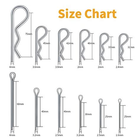 12 Sizes Hairpin Cotter Pin Assortment Kit Zinc Plated Steel Hitch Clip Pins Locking Set 250pcs