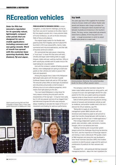 editorial on lightweight solar in smart energy council magazine winter 2018 edition