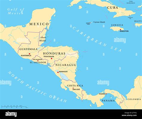 America Central America Guatemala Central Honduras Map Nicaragua