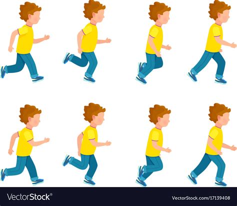 Running Boy Animation Sprite Set 8 Frame Loop Vector Image