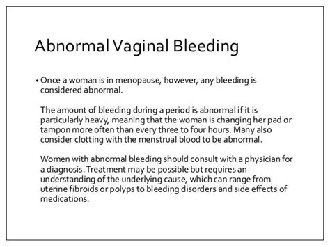 Indications Of Abnormal Vaginal Bleeding