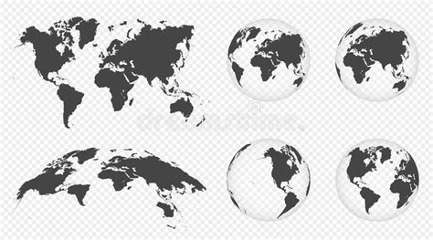 Insieme Dei Globi Trasparenti Di Terra Mappa Di Mondo Realistica Nella