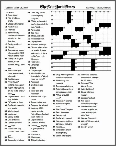 Free printable crossword puzzles ny. New York Times Sunday Crossword Printable