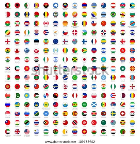 Alphabetically Sorted Circle Flags World Official Stock Vector Royalty